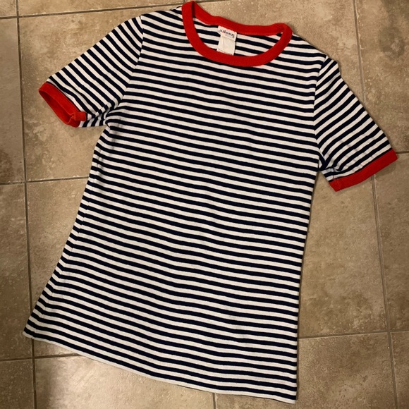 ▪️SOLD▪️Vintage 70s Striped Nautical T Shirt L - Picture 2 of 8